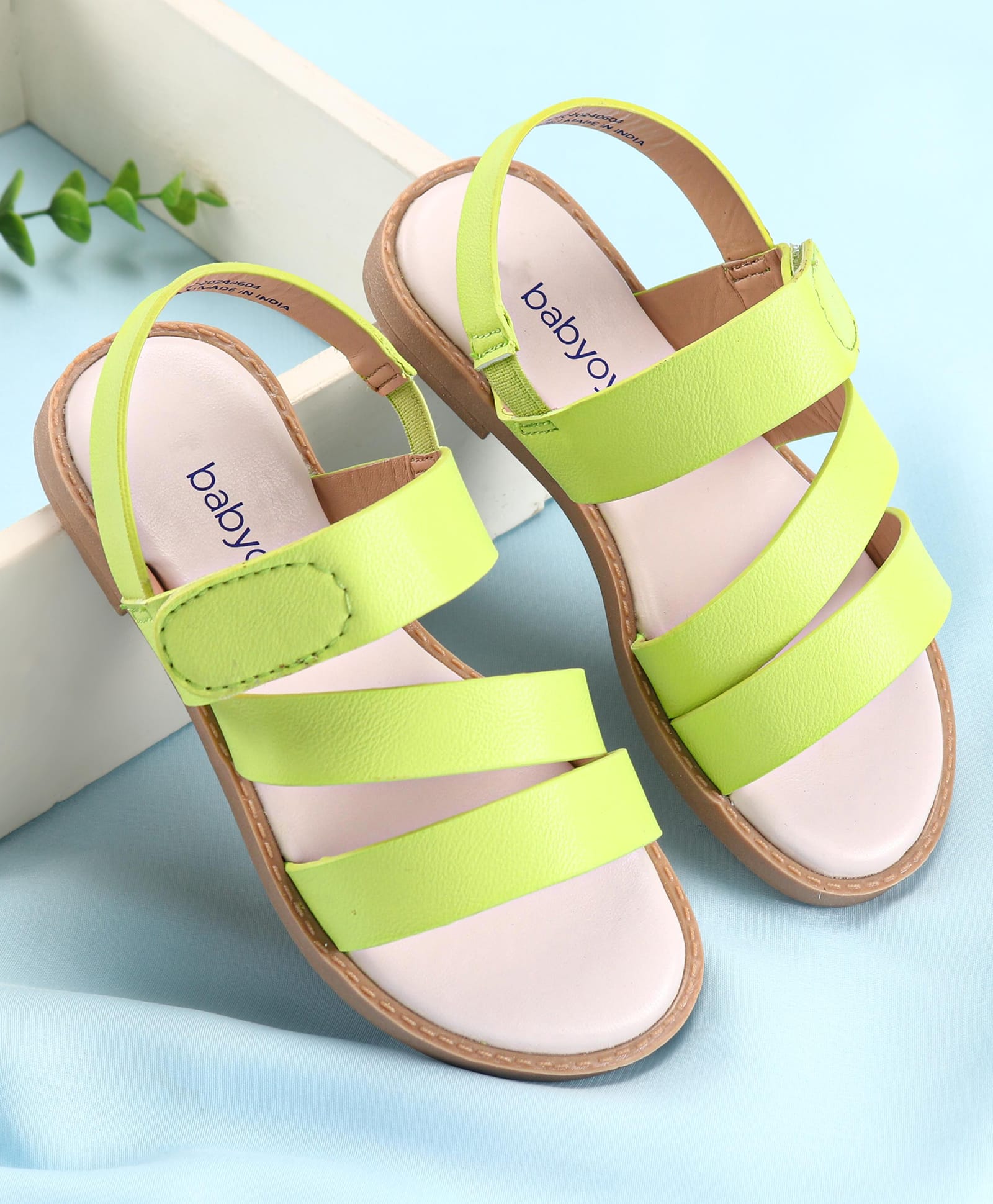 Babyoye Sandals with Velcro Closure- Green-picture-35