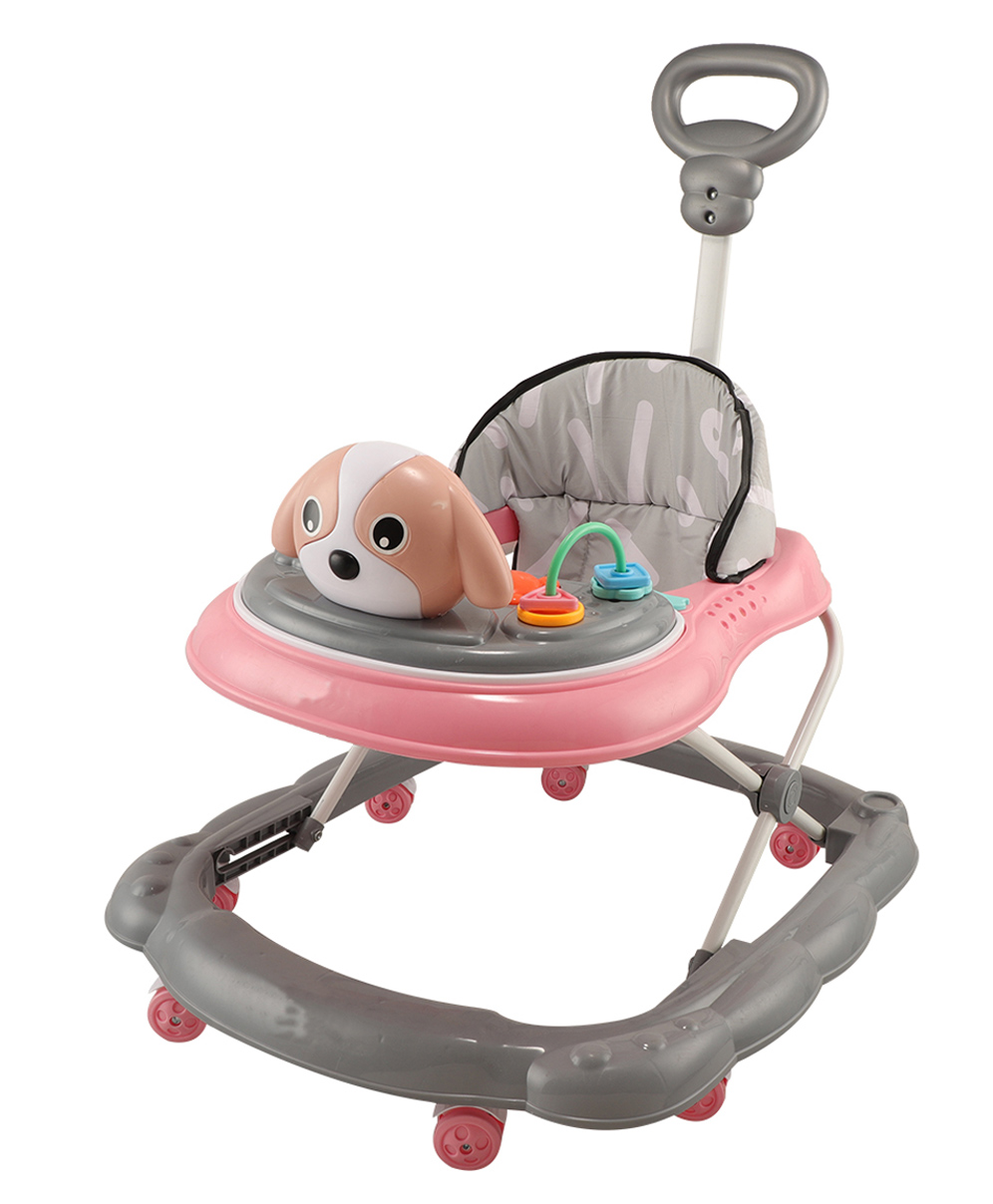 JoyRide Kidzoo BabyGo Musical Puppy Walker Compact Foldable Activity Walker with Adjustable Height & Parental Handle for Boys|Girls  - Pink-image-37