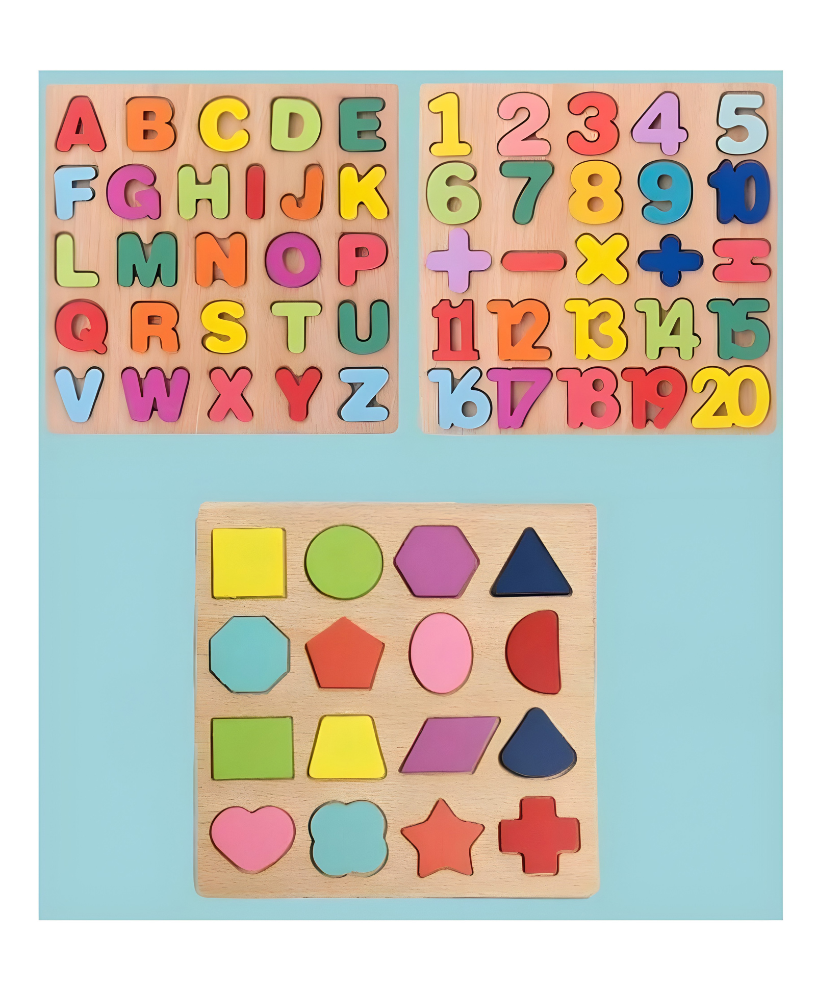 YAMAMA Alphabet Numeric Geometric Shaped Wooden Puzzle Game Toy For Kids Baby Early Educational Children Montessori Board Puzzle Toy  (Pack of 3 - Multicolor)-image-48