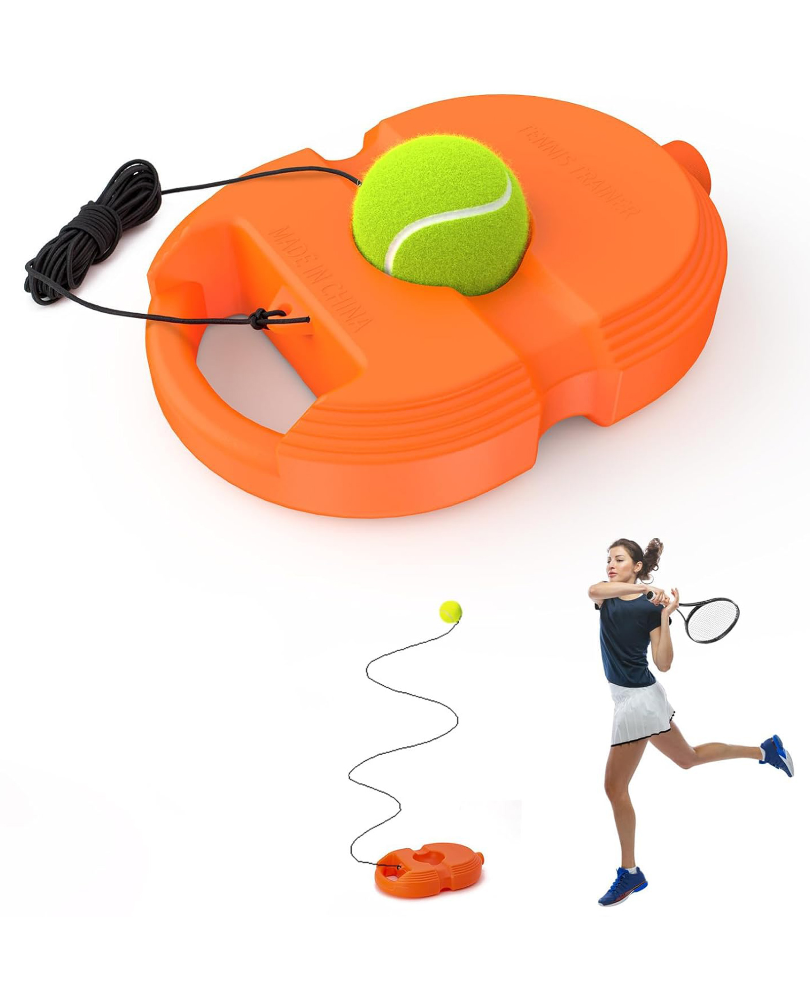 YAMAMA Tennis Trainer Rebounce Ball With String Self Playing Tennis Practice Device Base For Kids Adults Cricket Solo Practice Rope Tennis Ball Toy For Kids Adults - Multicolor-image-36