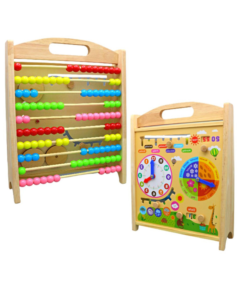 YAMAMA Wooden Calendar Computing Rack Toy With Clock Educational Wooden Toy For Kids - Multicolor-image-26