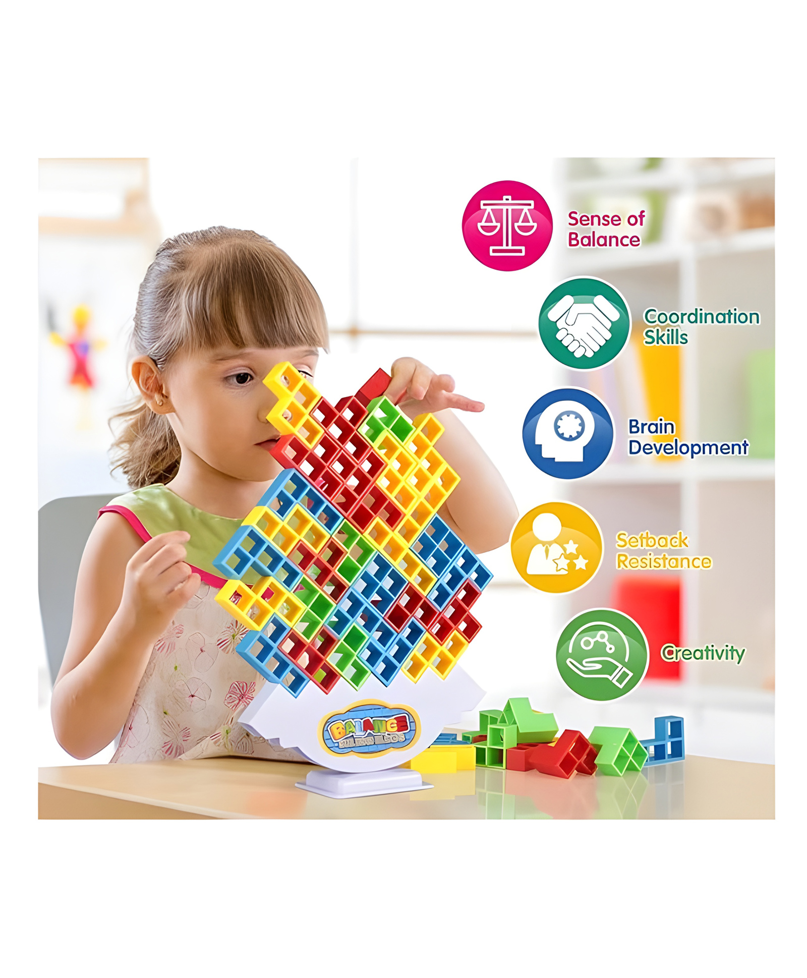 YAMAMA Swinging Tower Game Toys For Kids Adults Tetra Tower Stacking Blocks Toys For Kids Adults Balance Building Blocks Toys Family Fun Travel Entertainment Toys 24 pcs  (Multicolor - Design May Vary)-image-36