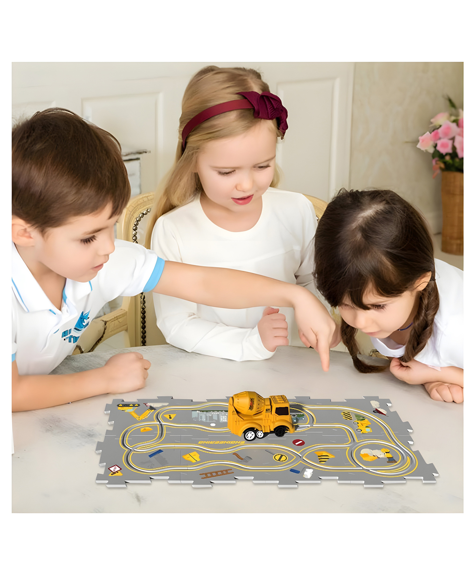 YAMAMA Construction Puzzle Rail Car Toys For Kids DIY Assembling Electric Puzzle Rail Car Building Toys 9 pcs  Multicolor-image-26
