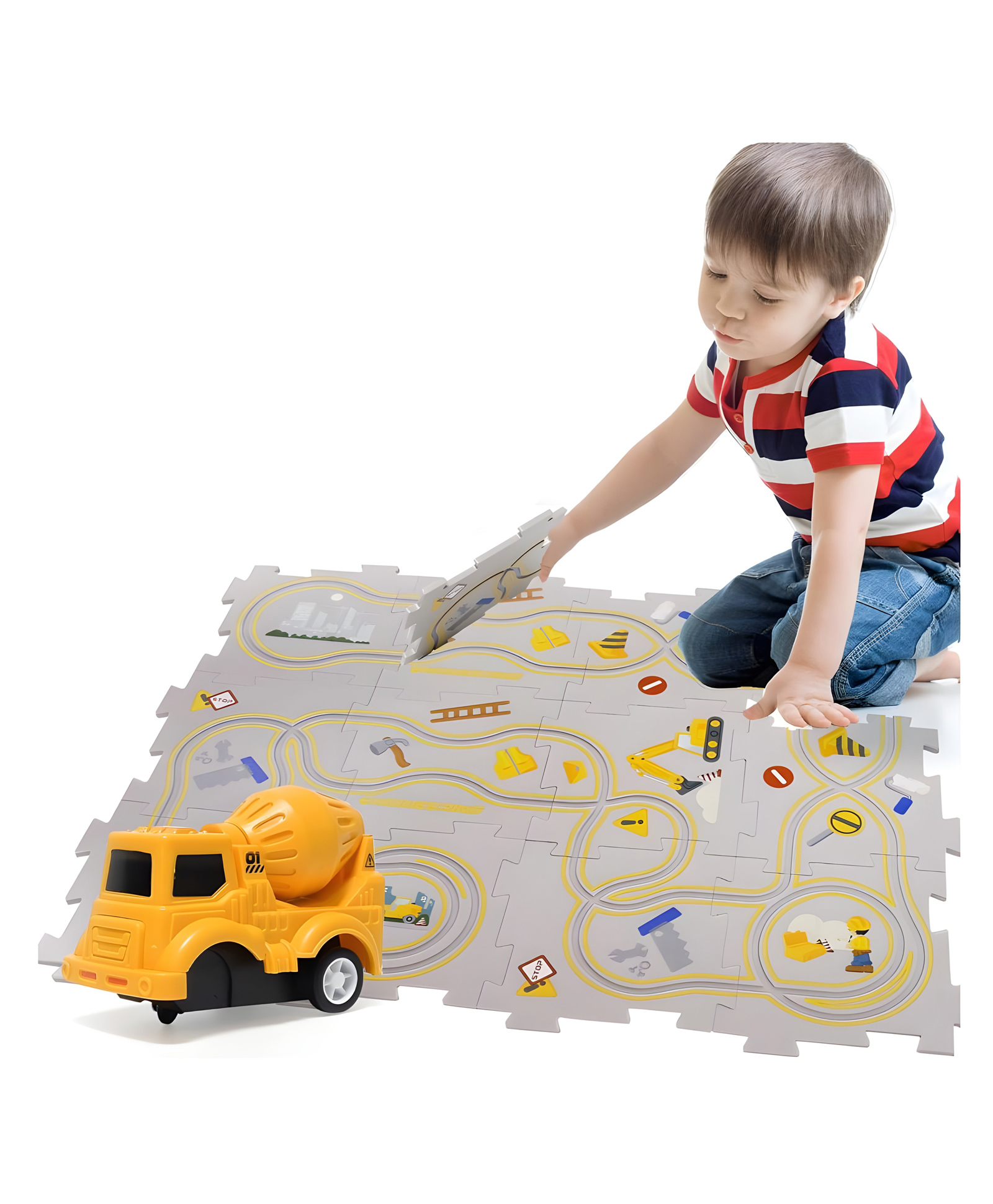 YAMAMA Construction Puzzle Rail Car Toys For Kids DIY Assembling Electric Puzzle Rail Car Building Toys 13 pcs  Multicolor-image-25