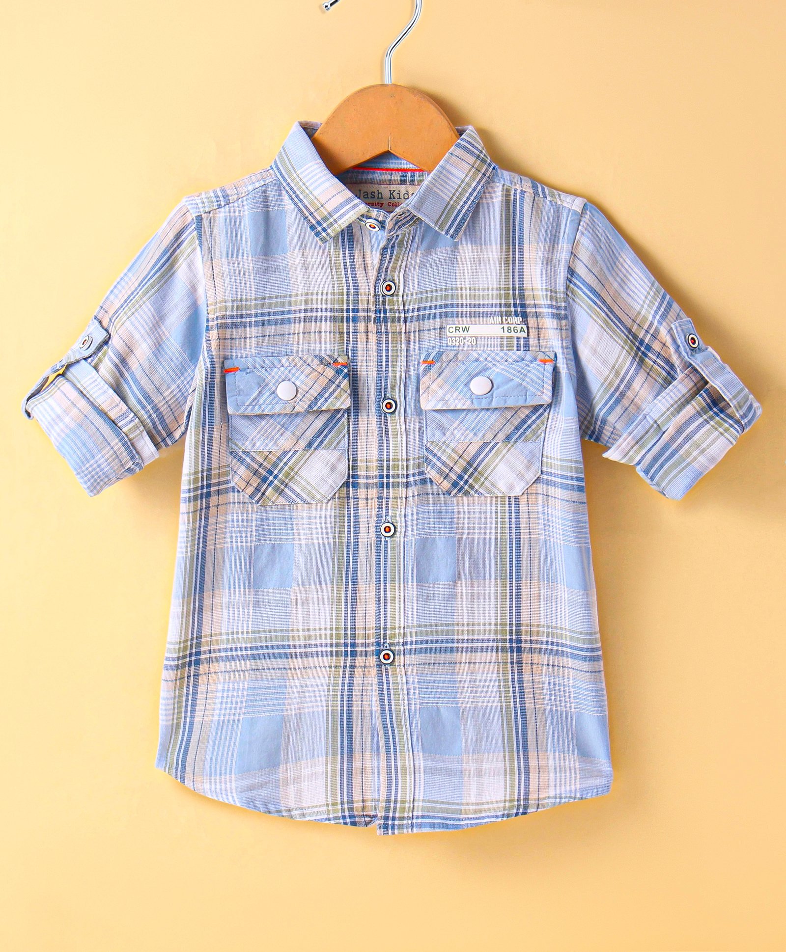 JASH KIDS Cotton Woven Full Sleeves Checkered Shirt - Light Blue-picture-37