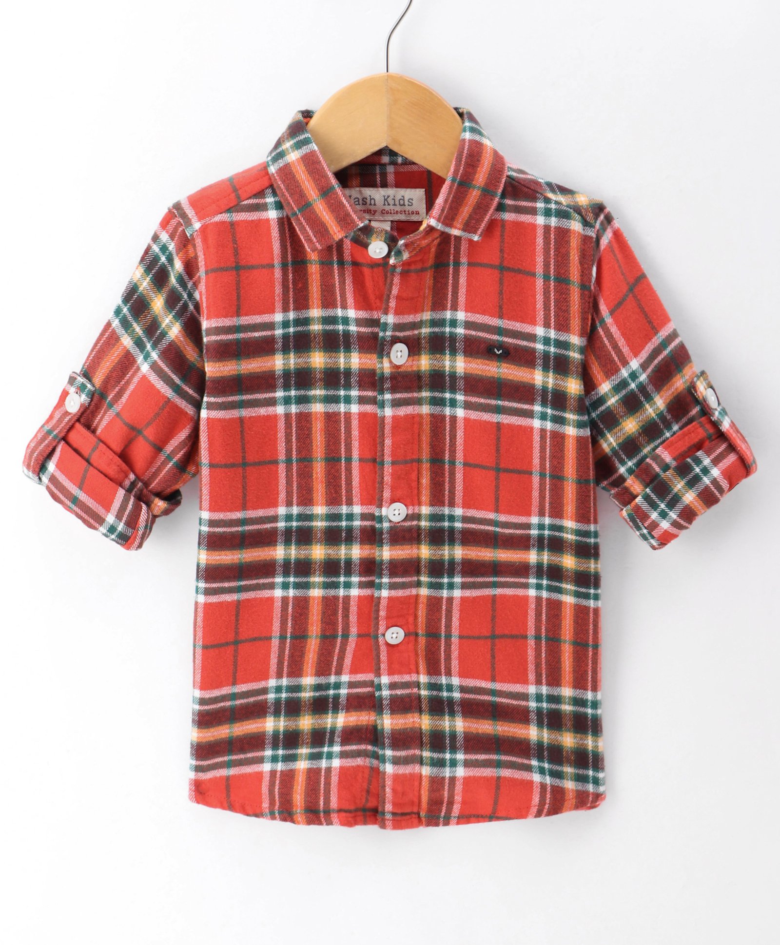 Jash Kids Cotton Woven Full Sleeves Checkered Shirt - Red-image-36