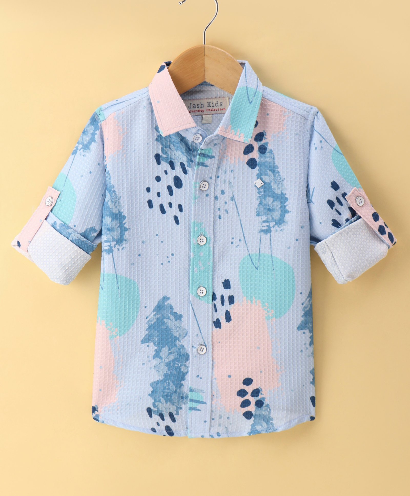 Jash Kids Cotton Woven Full Sleeves Printed Shirt - Light Blue-image-16
