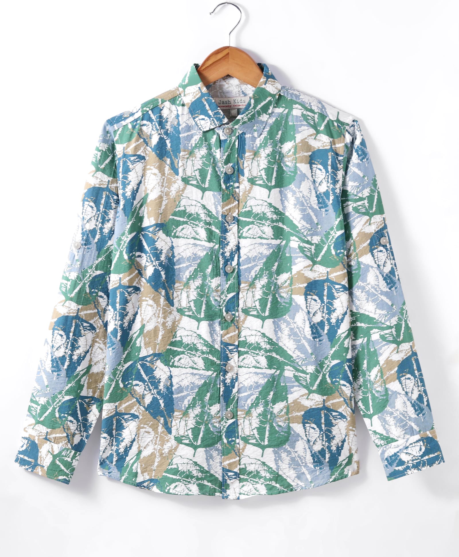 jash kids JASH KIDSWoven Full Sleeves PrintedShirt - Blue & White-picture-32