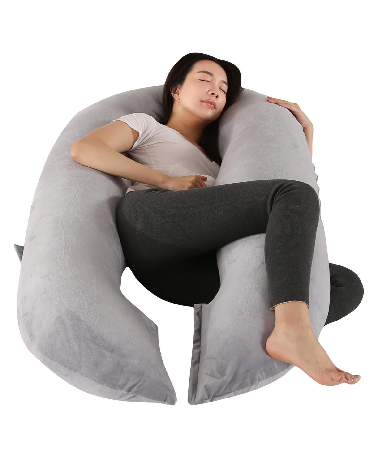 pum pum PumPum Grey Cotton Ultra Soft Hollow Fiber O Shaped Maternity Pillow ,Grey-picture-11