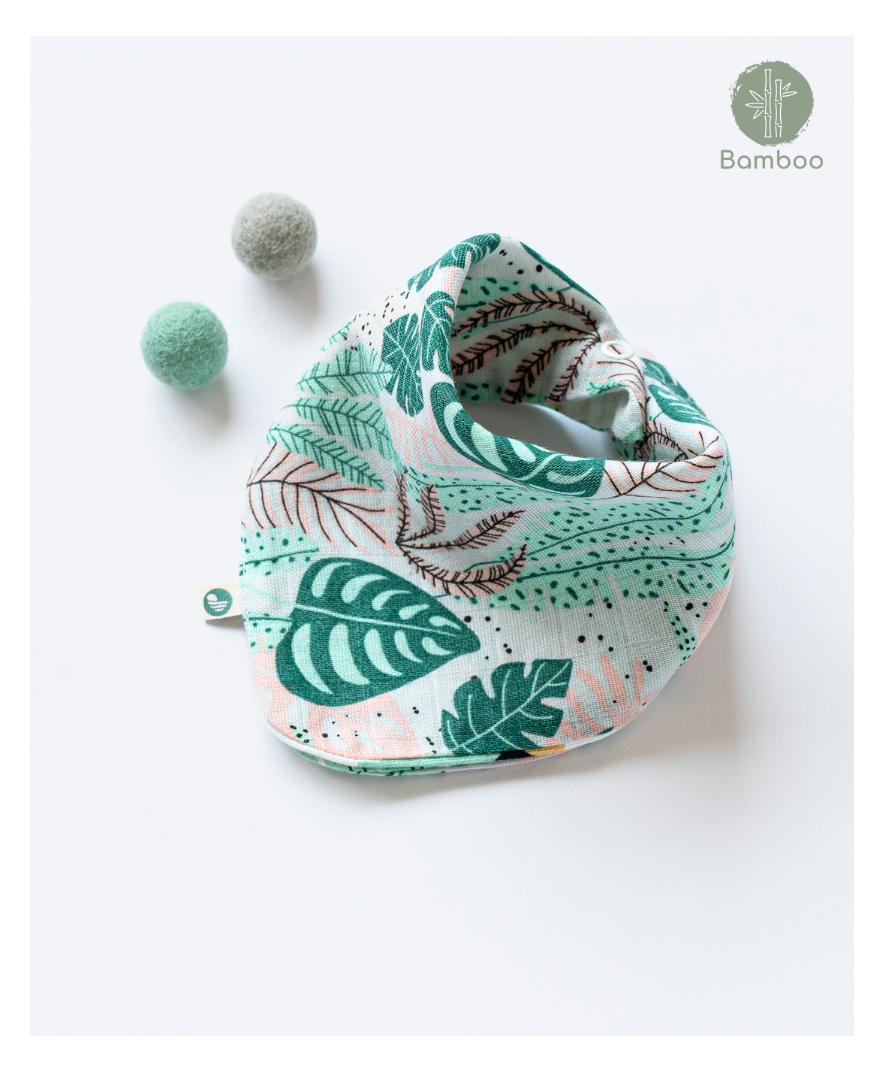 Cocoon Care Unisex Bamboo Muslin Dark Green double sided 2 in 1 Bib and Wash Cloth for Baby-image-20