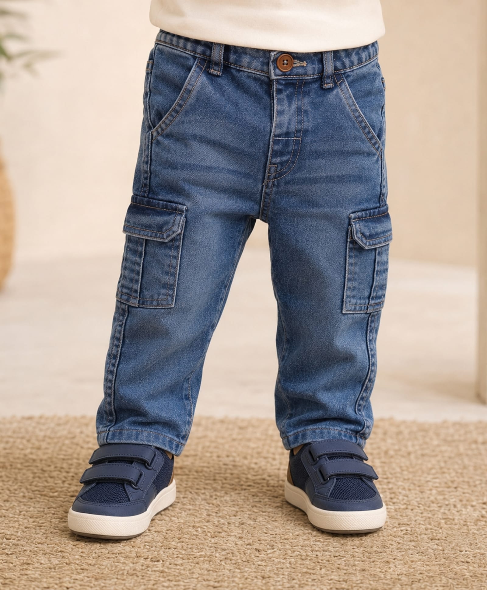My Milestones 100% Cotton Denim Pocket Detailed Jeans - Blue-picture-20