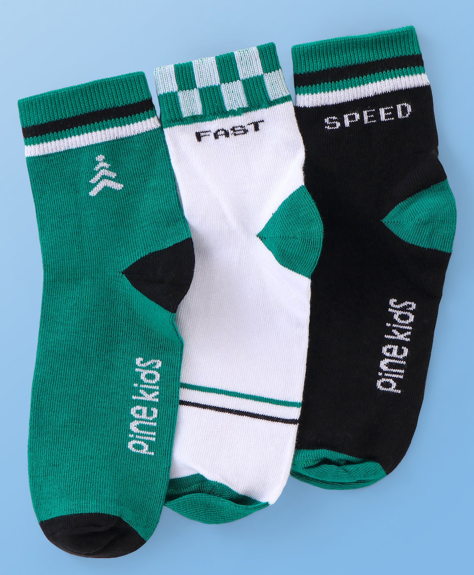 Pine Kids Cotton Knit Ankle Length  Text Design Socks - Pack of 3 ( Color May Vary )-image-15