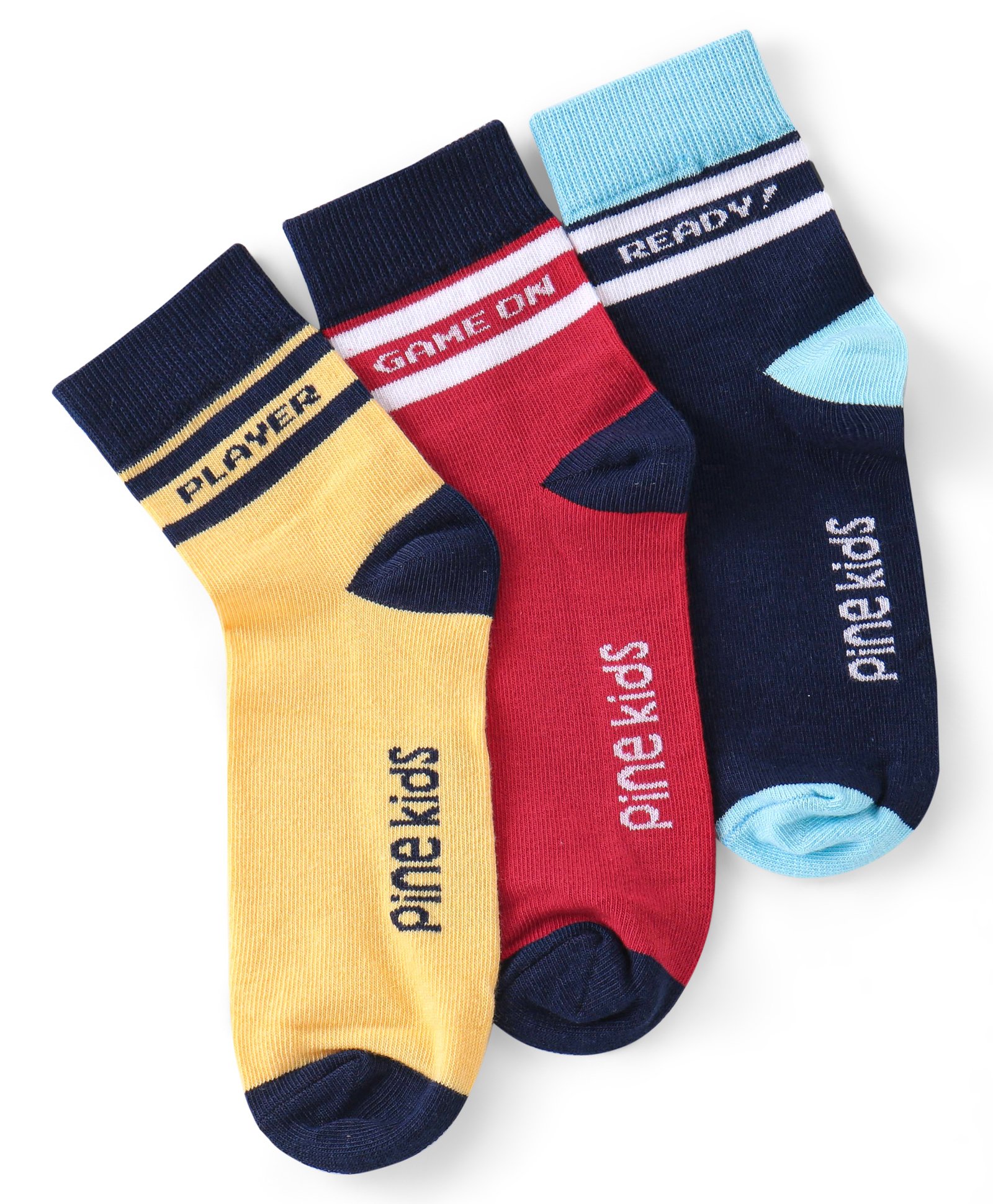 Pine Kids Knitted Silvadur Antimicrobial Ankle Length Text Design Socks Pack of 3 ( Color May Vary  )-picture-12