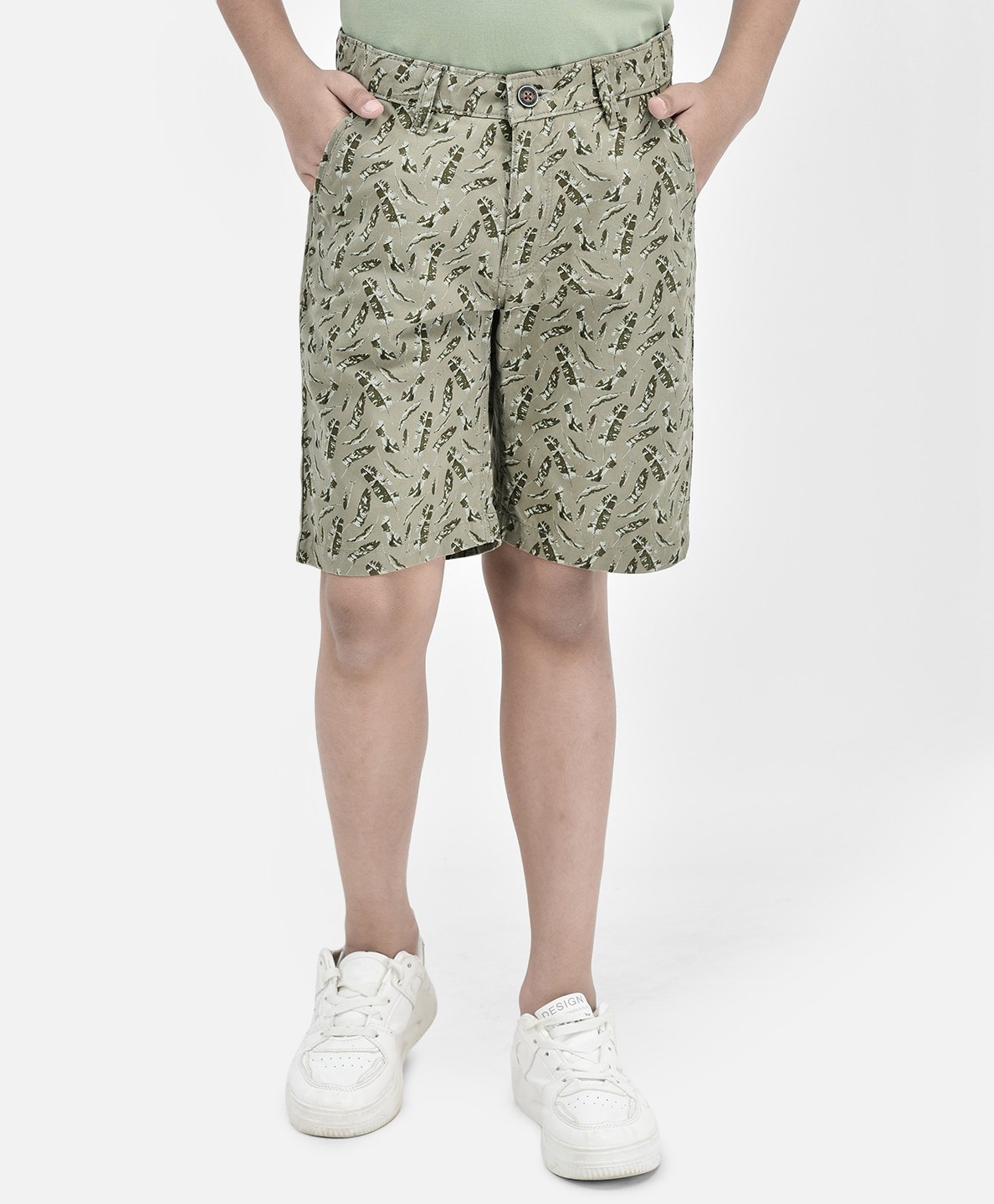 CRIMSOUNE CLUB Leaves Printed Shorts - Olive Green-picture-20