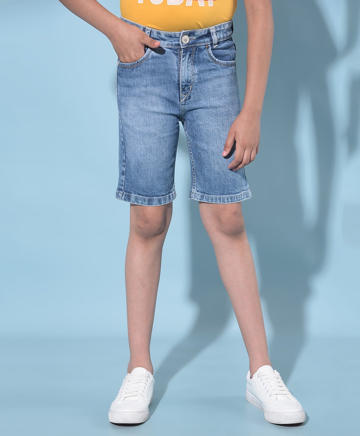 CRIMSOUNE CLUB Mild Washed Shorts - Blue-picture-17
