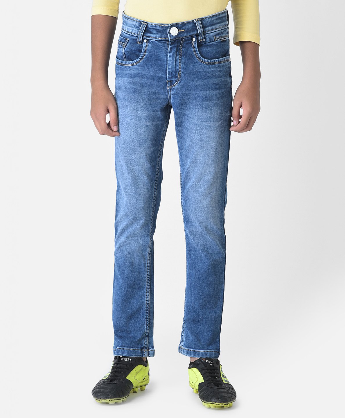 CRIMSOUNE CLUB Solid Washed Jeans - Blue-picture-28
