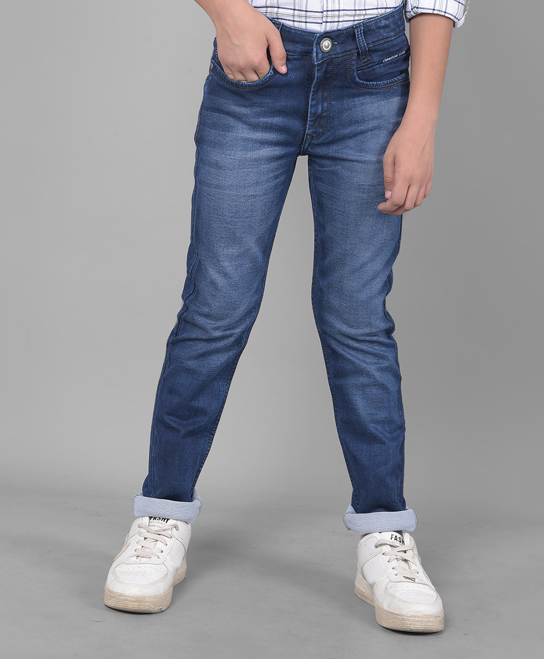 CRIMSOUNE CLUB Cotton Solid Jeans -  Blue-picture-19