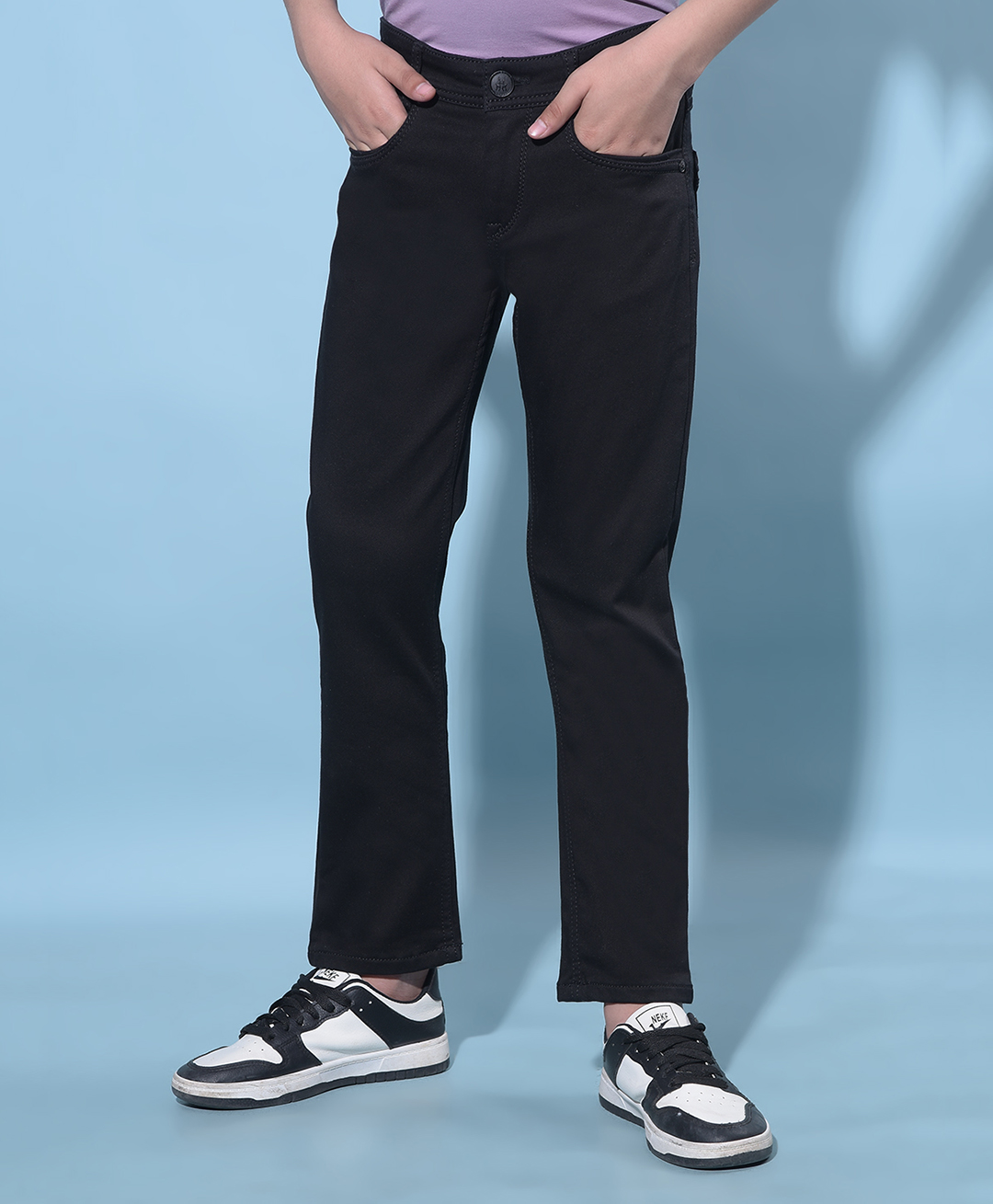 CRIMSOUNE CLUB Cotton Solid Jeans -  Black-image-15