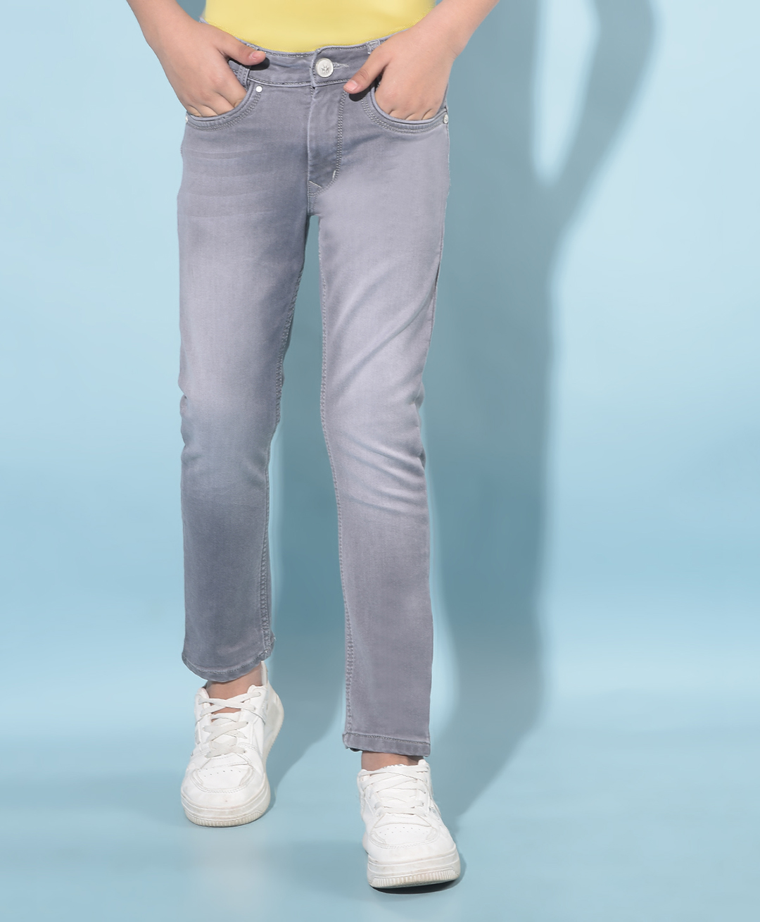 CRIMSOUNE CLUB Cotton Solid Jeans -  Grey-image-18