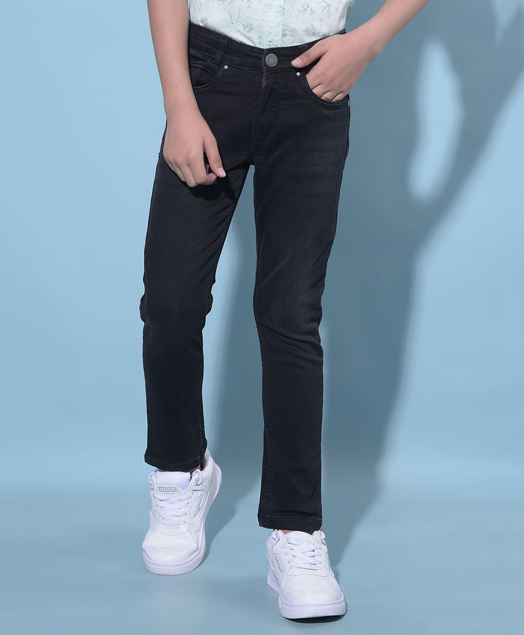 CRIMSOUNE CLUB Cotton Solid Jeans -  Black-picture-26