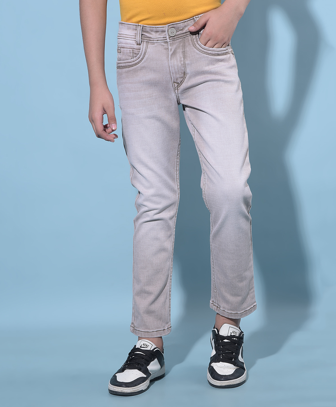 CRIMSOUNE CLUB Cotton Mild Washed Jeans - Grey-picture-26