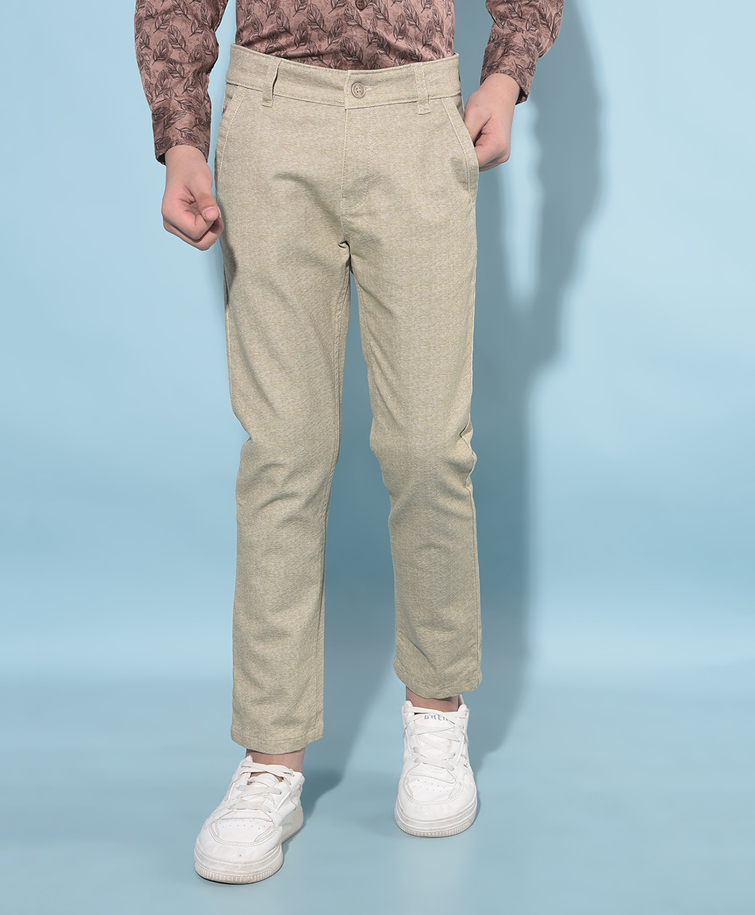 CRIMSOUNE CLUB Cotton Abstract Printed Trousers - Khaki-picture-14