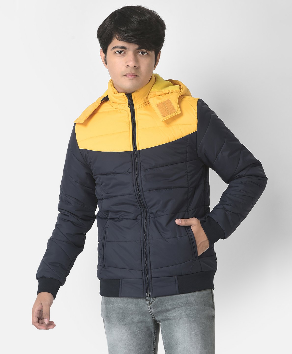 CRIMSOUNE CLUB Full Sleeves Colour Block Hooded Jacket - Navy-picture-19