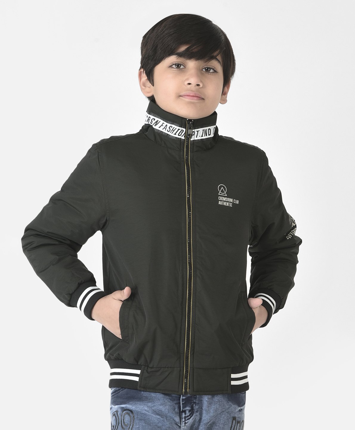 CRIMSOUNE CLUB Full Sleeves Logo & Text Printed Jacket - Olive-image-49
