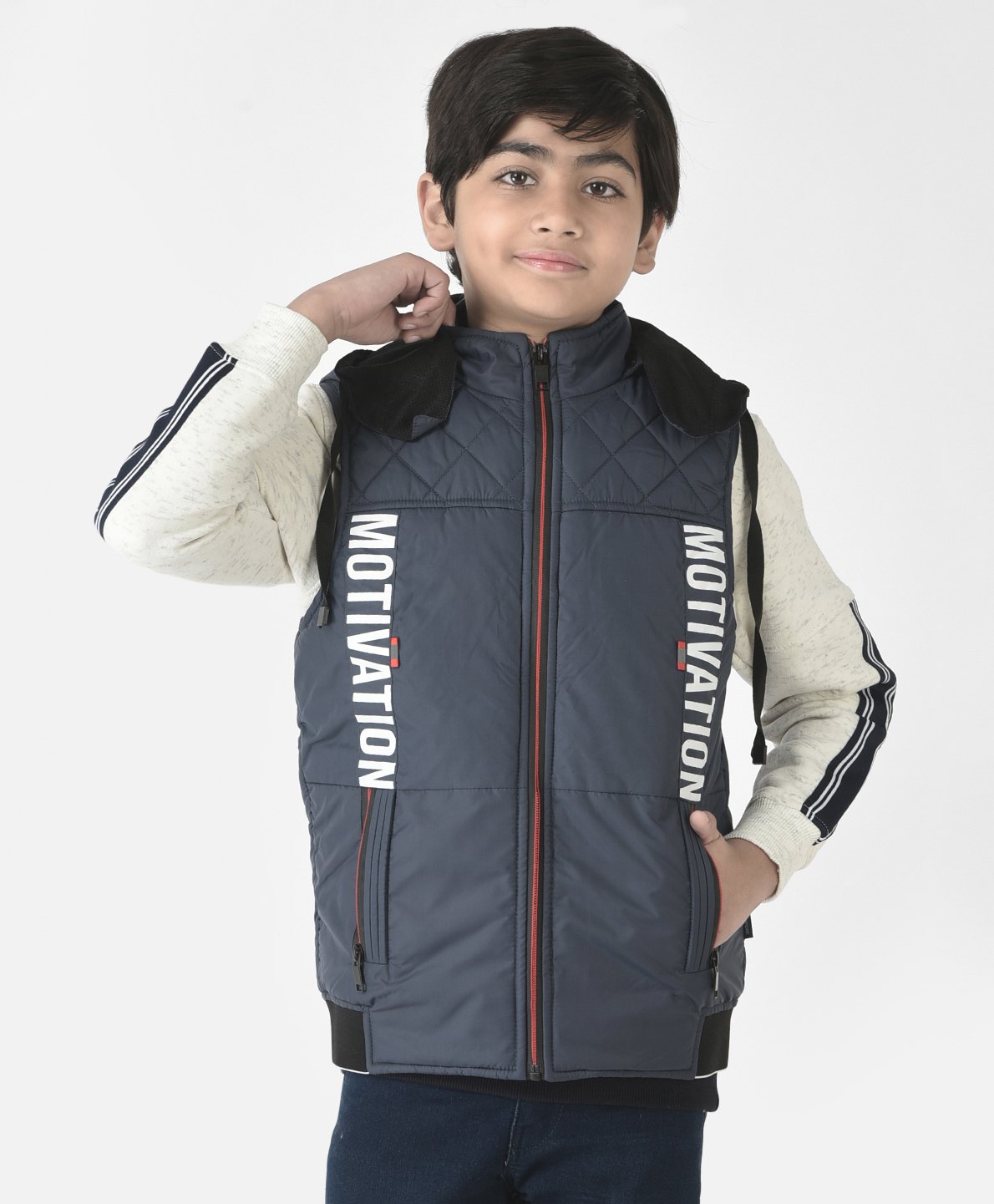 CRIMSOUNE CLUB Full Sleeves Text Printed Hooded Jacket - Navy-image-44