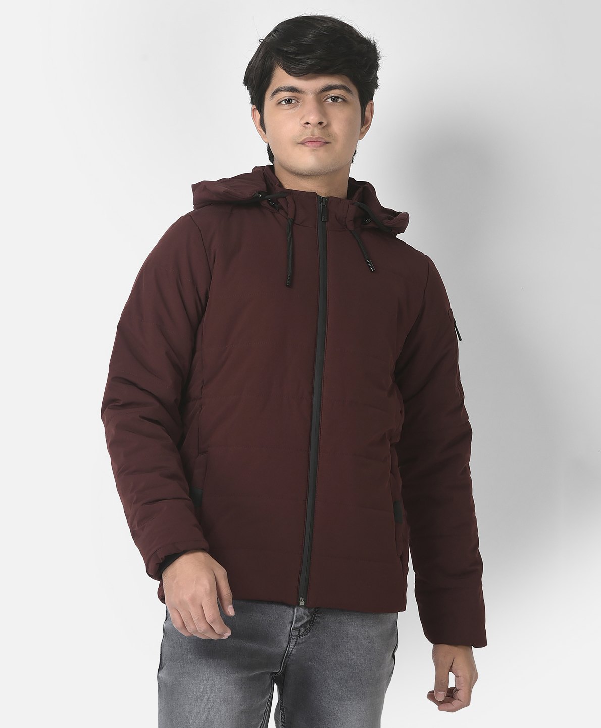 CRIMSOUNE CLUB Full Sleeves Solid Hooded Jacket - Purple-picture-30