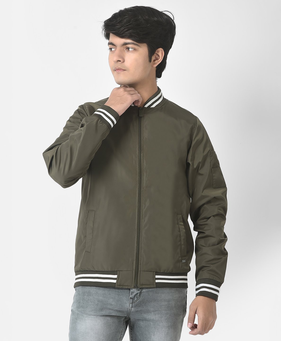 CRIMSOUNE CLUB Full Sleeves Solid Jacket - Olive Green-picture-24