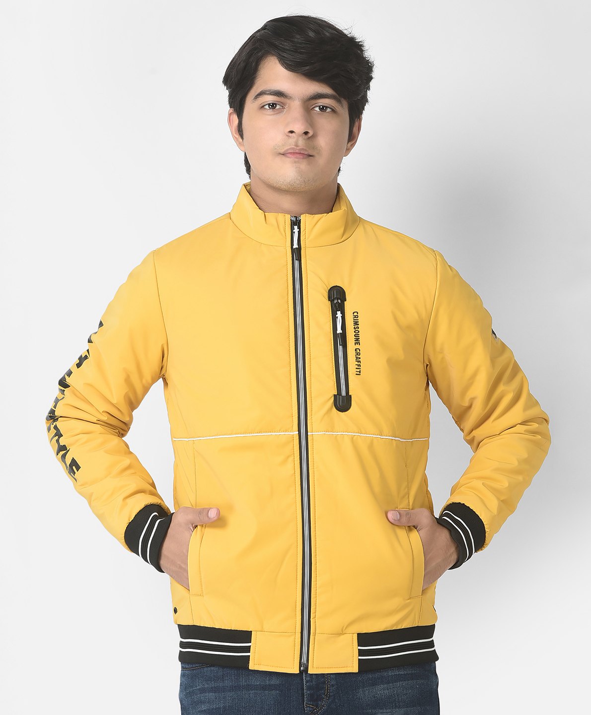 CRIMSOUNE CLUB Full Sleeves Text Printed Jacket - Yellow-picture-18