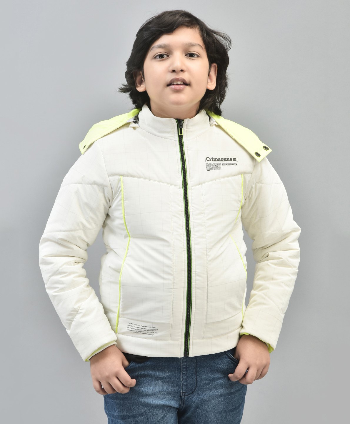 CRIMSOUNE CLUB Full Sleeves Brand Name Text Printed Hooded Jacket - White-image-44