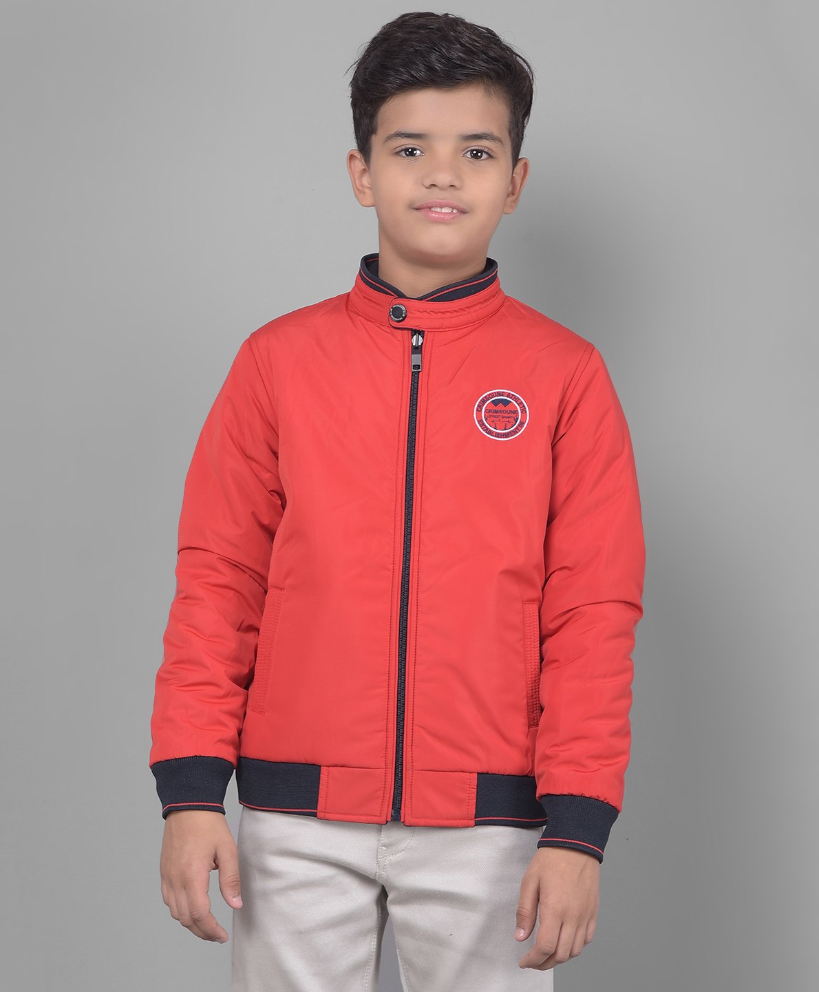 CRIMSOUNE CLUB Full Sleeves Brand Name Embroidered Jacket - Red-picture-12