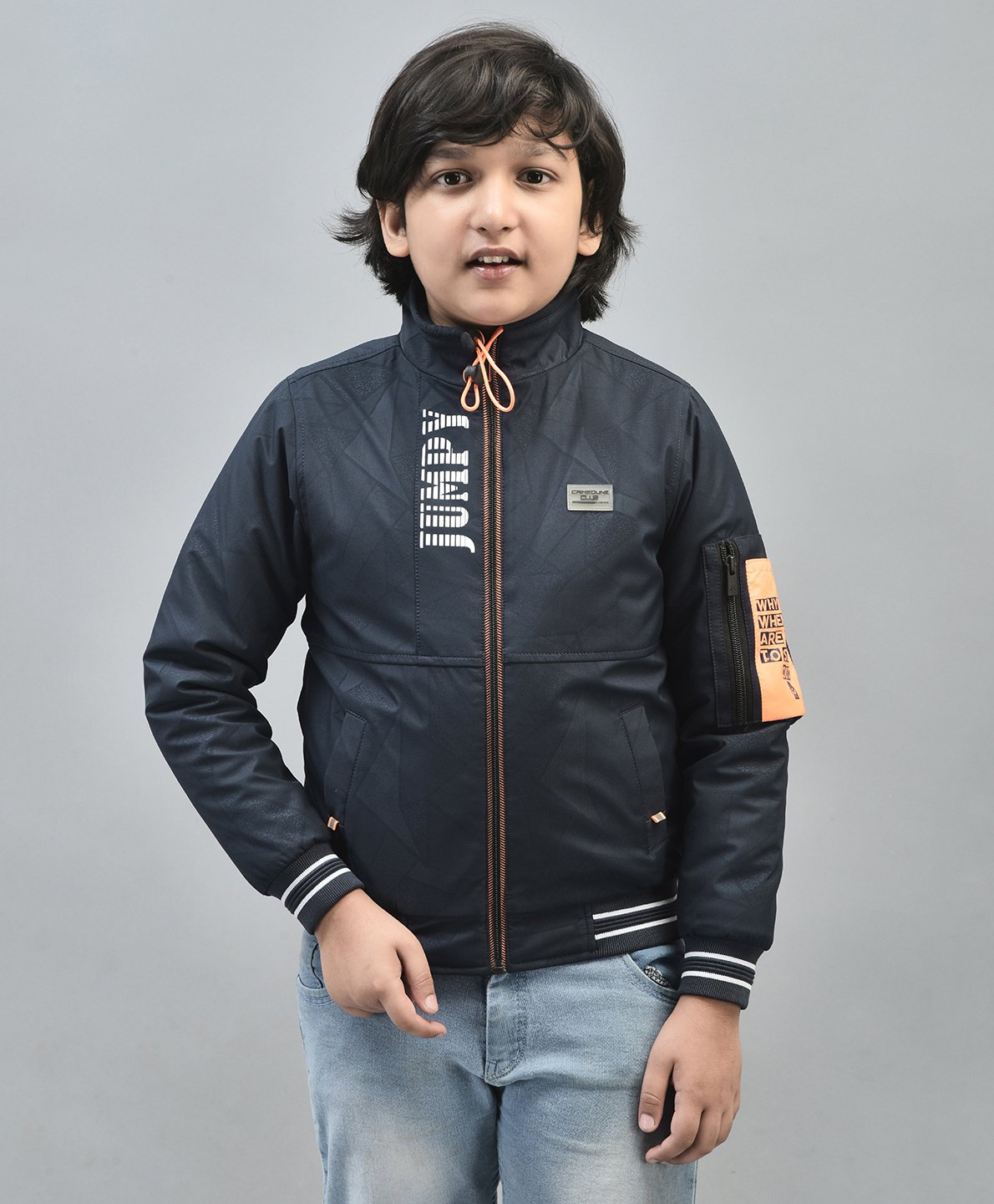CRIMSOUNE CLUB Full Sleeves Jumpy Text Printed & Brand Name Patch Detailed Jacket - Navy Blue-image-20