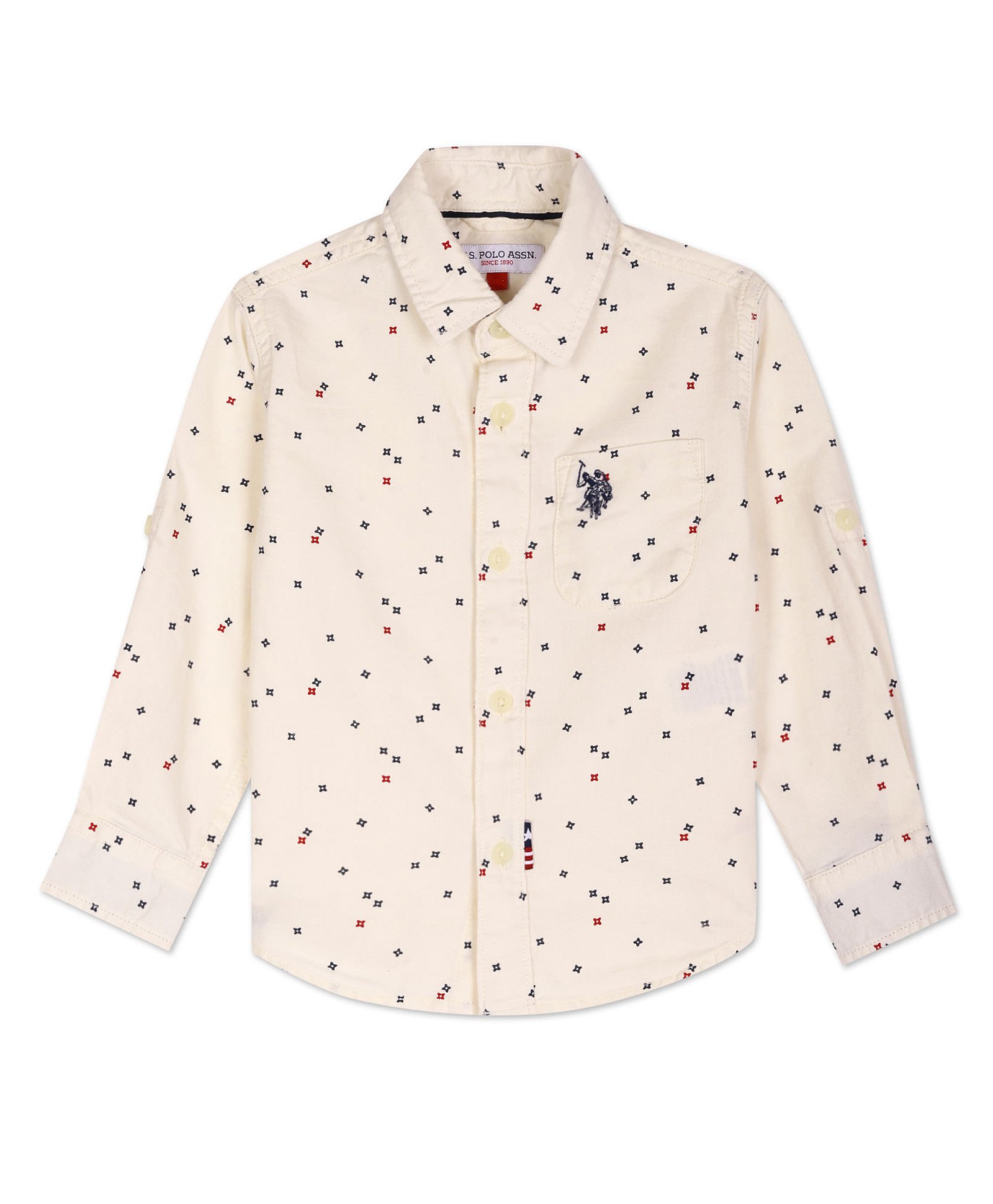 US Polo Assn Cotton Full Sleeves Printed Shirt - Cream-picture-13
