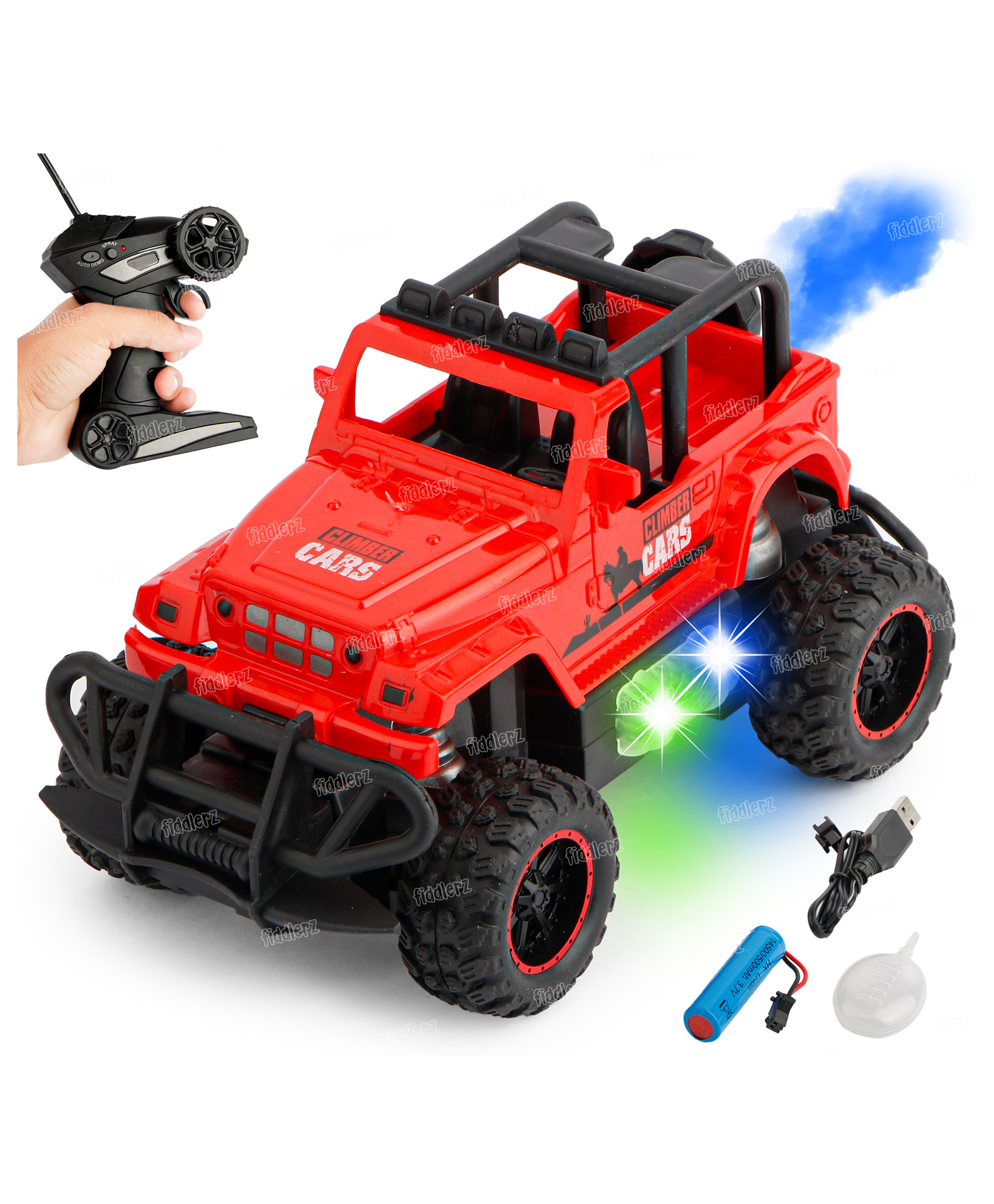 Toysire Rechargeable Remote Control Racing Car for Kids with Light and Radio Control Car with Multidirectional Walking & Spray System for Boys & Girls Red-image-17