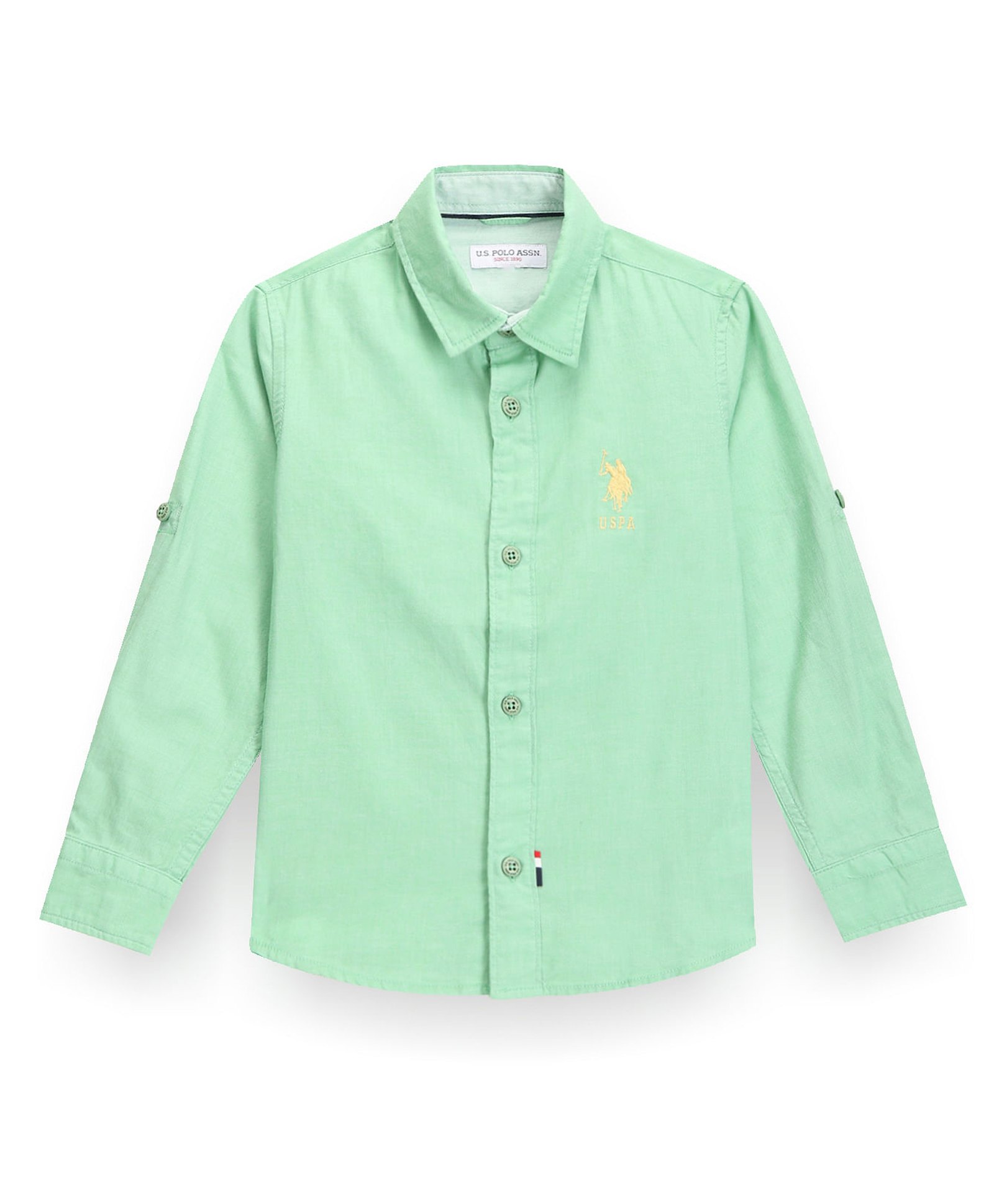 US Polo Assn Cotton Full Sleeves Solid Shirt - Light Green-image-25