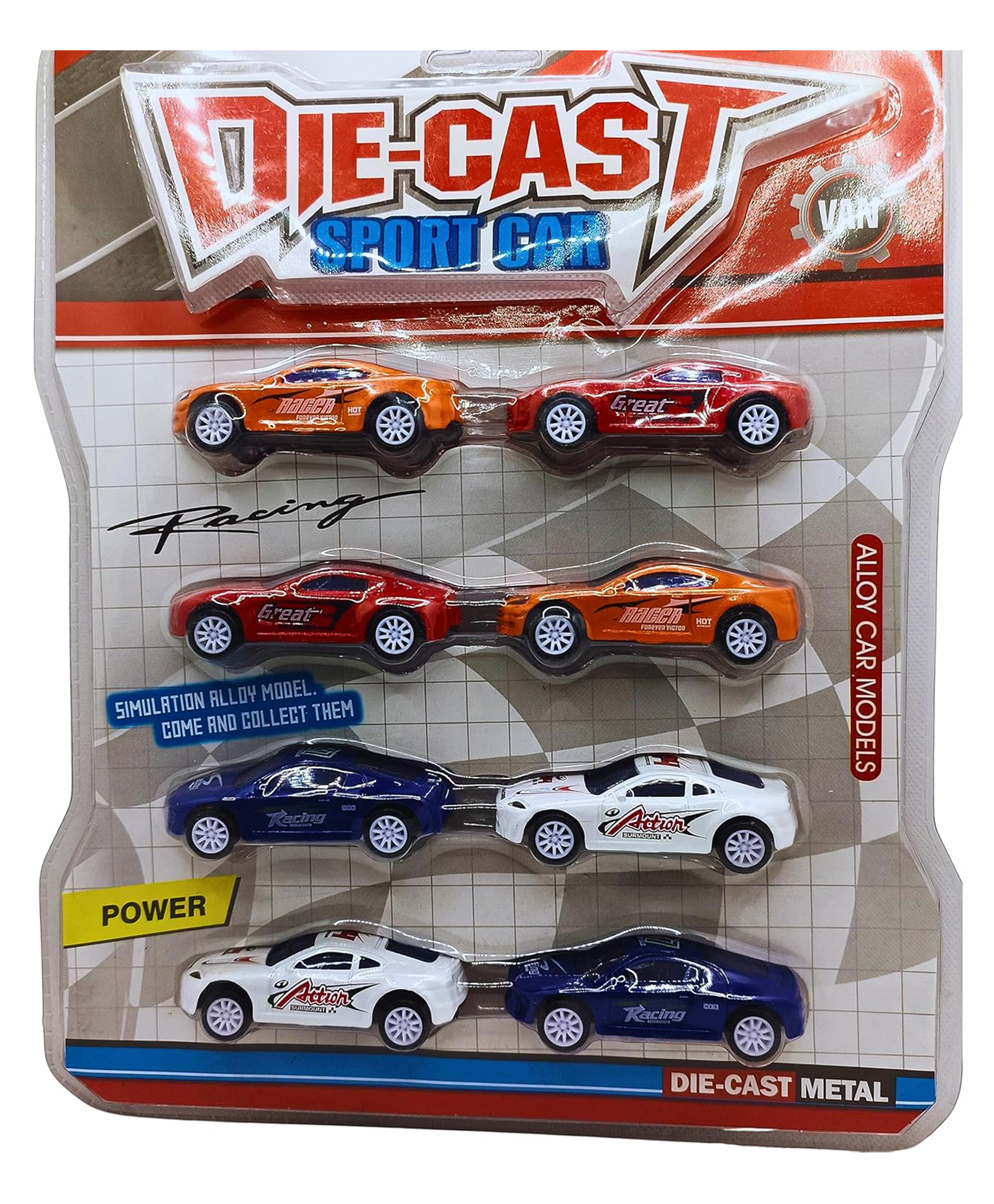 Sanjary Diecast Mini Metal Sports Car Set of 8 Pcs toy for kids -Color & Design May Vary-picture-17