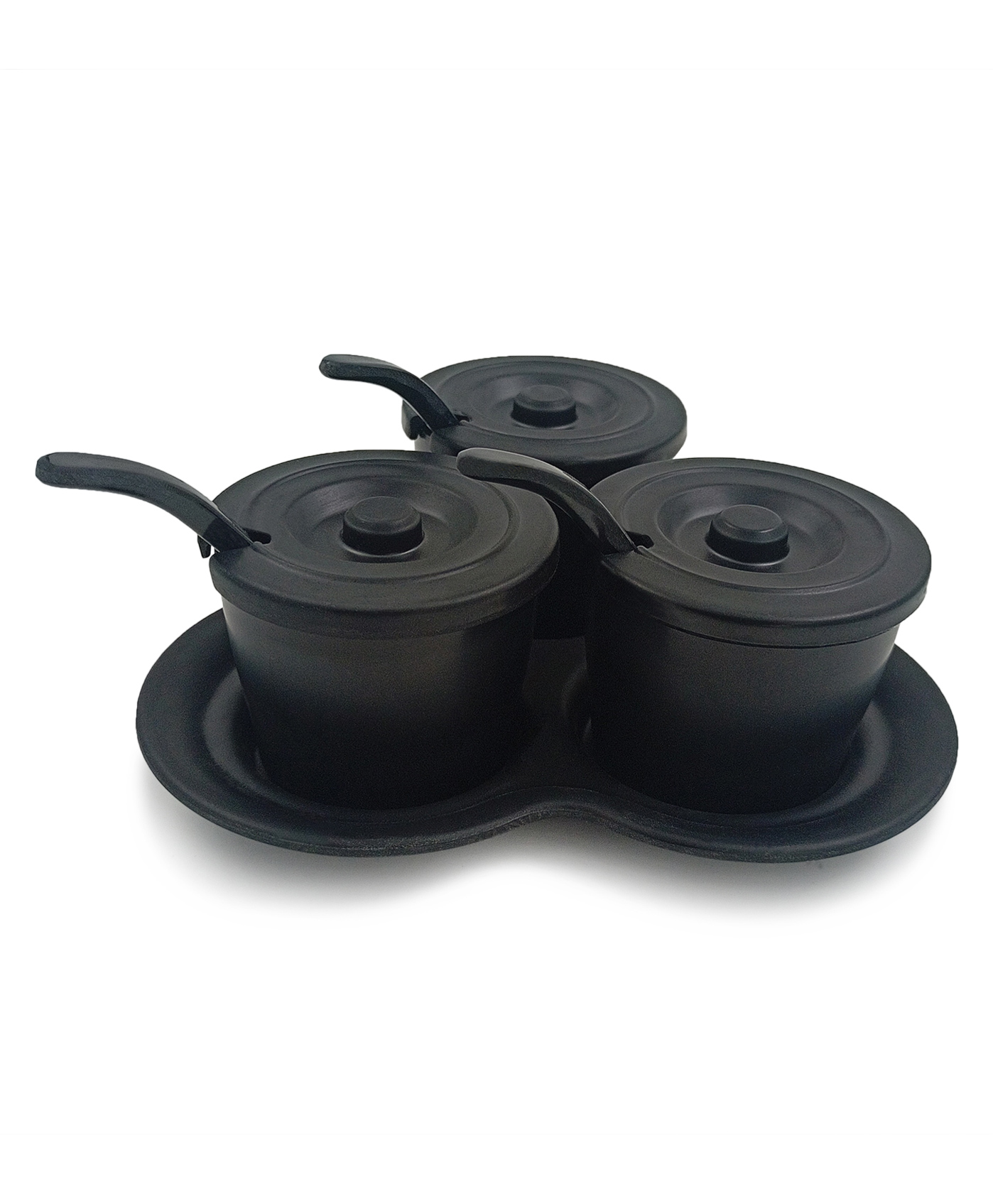 Superware Melamine  Pickle Set -Matte Black ( 10 pcs) Trio Sauce Set-picture-49