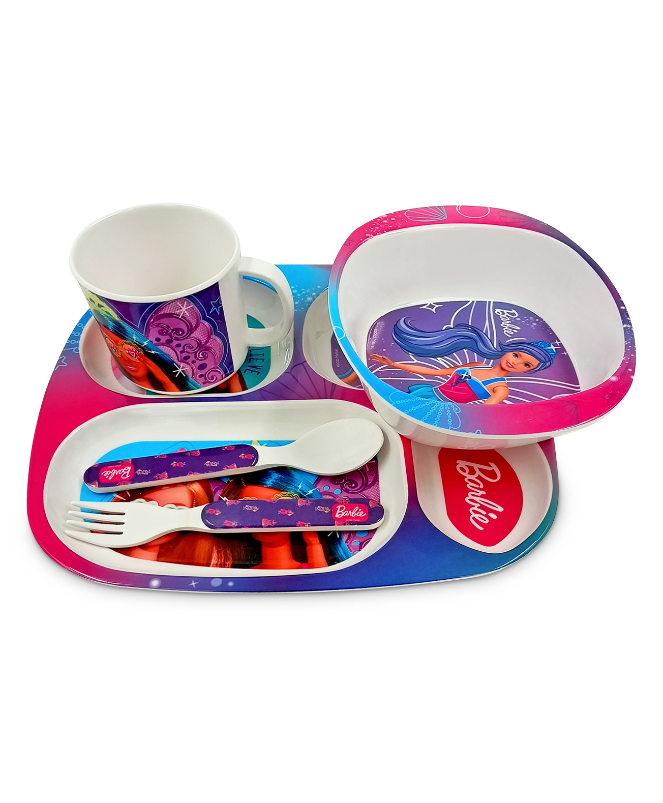 Superware Melamine Kids  Dinner Set- Barbie-Angle  ( Set of 5 )-picture-2