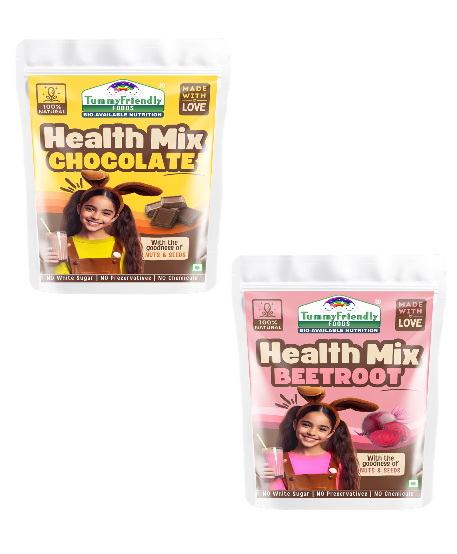 TummyFriendly Foods Organic Beetroot jaggery Health Mix & Chocolate jaggery health Powder For  kids 2 year old | Kids food for 2+ year old | Maximum Nutrition From Real Food. 600g (300g each)-image-48