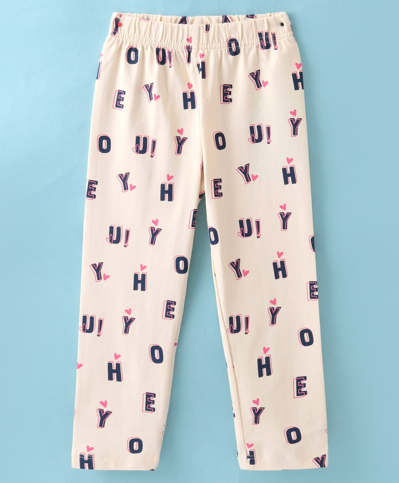 Doreme Single Jersey Knit Full Length Leggings with Alphabet Print - Light Pink-image-20