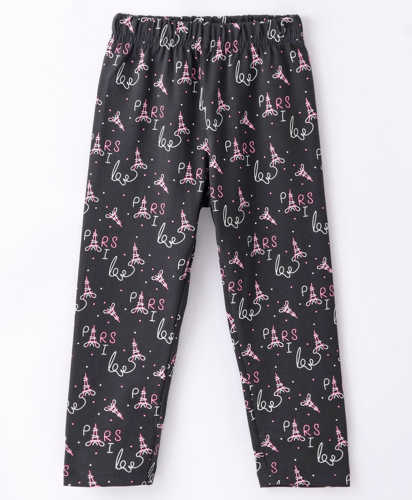 Doreme Single Jersey Knit Full Length Leggings with Text Print - Grey-picture-24