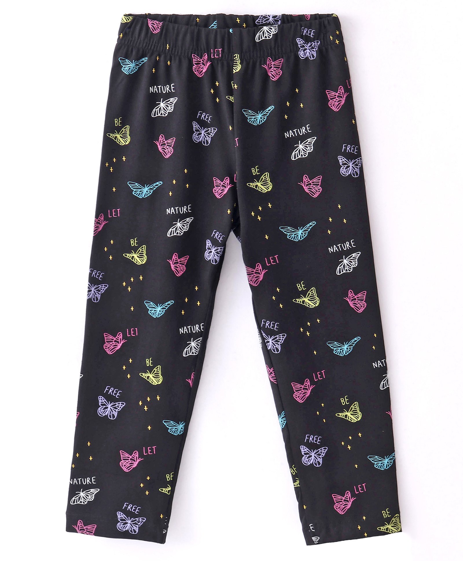 Doreme  Single Jersey Knit Full Length Leggings with Butterfly Print - Black-picture-35