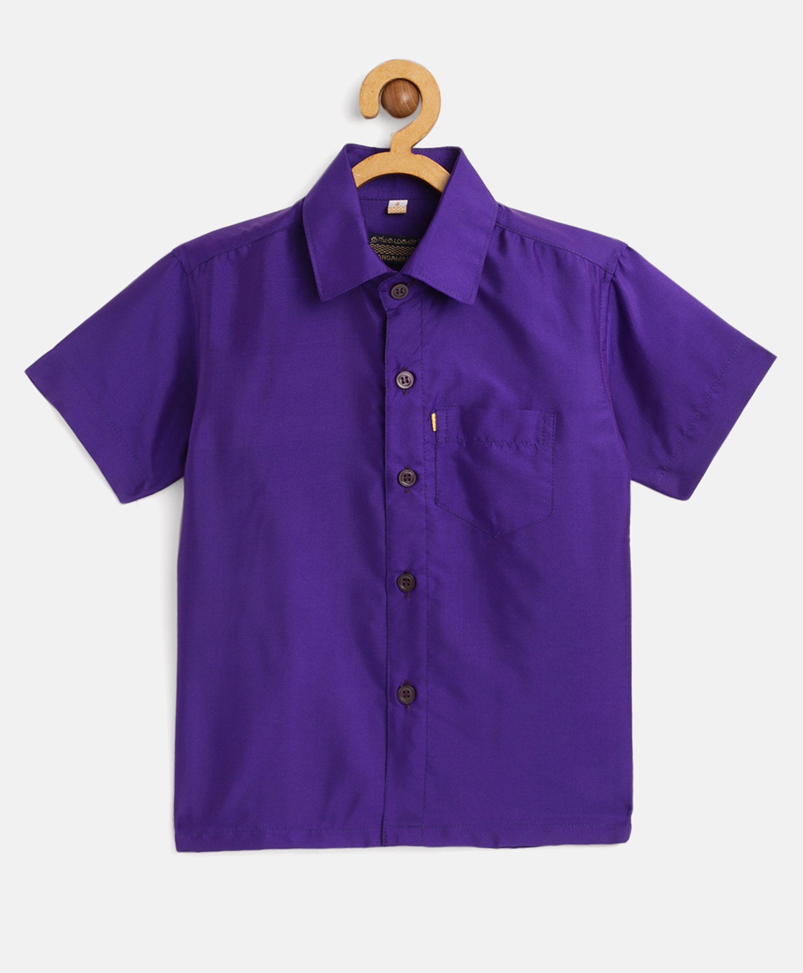 THANGAMAGAN Viscose Half Sleeves Soild Without Lining Shirt - Violet-picture-14