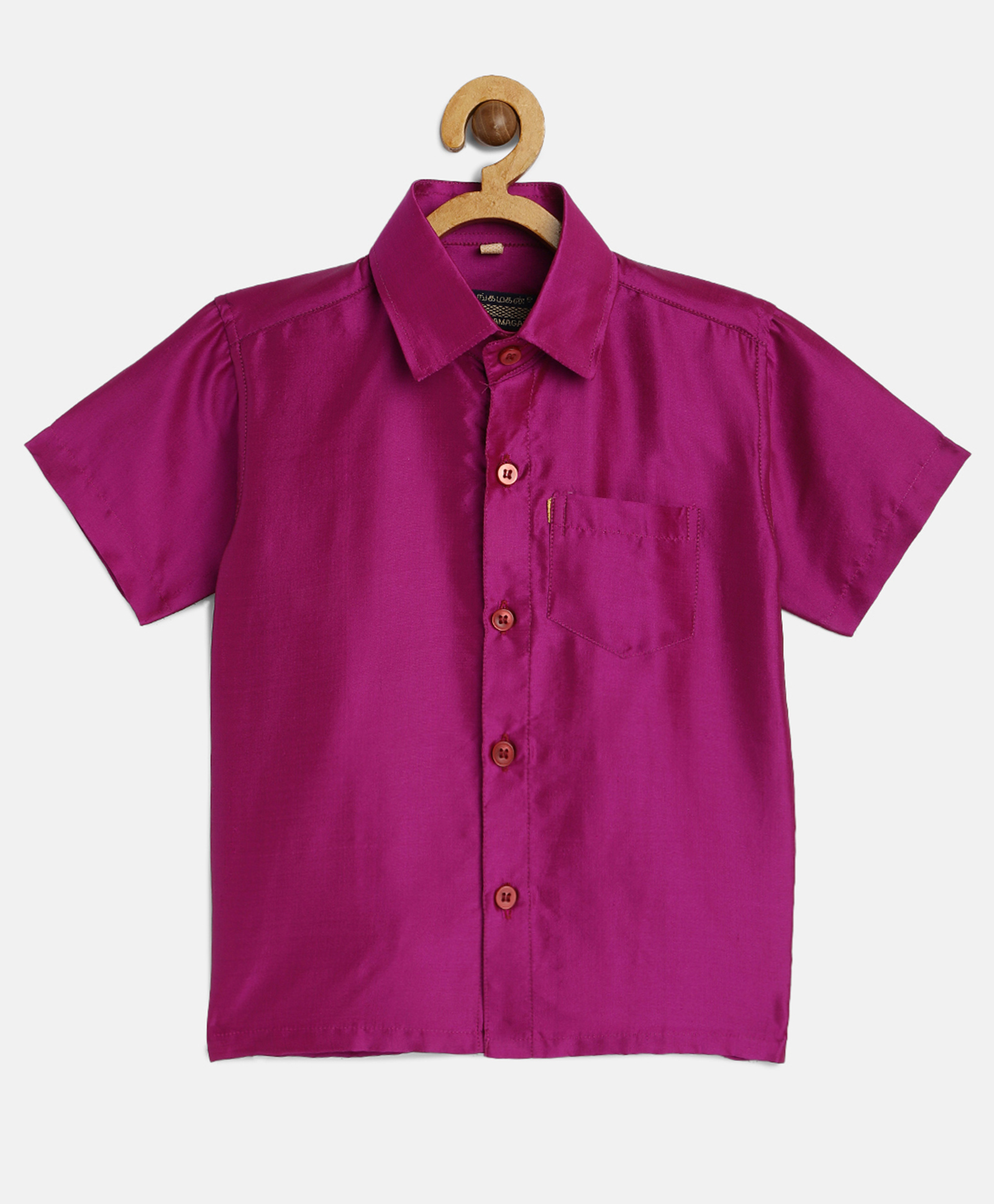 THANGAMAGAN Viscose Half Sleeves Soild Without Lining Shirt - Burgundy-picture-22