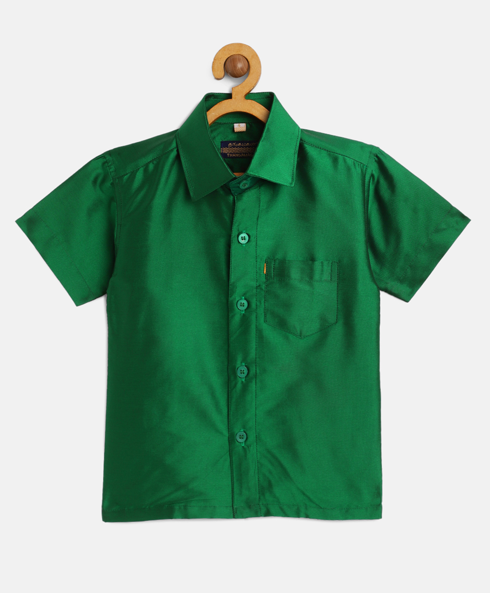THANGAMAGAN Viscose Half Sleeves Soild Without Lining Shirt - Teal Green-image-38