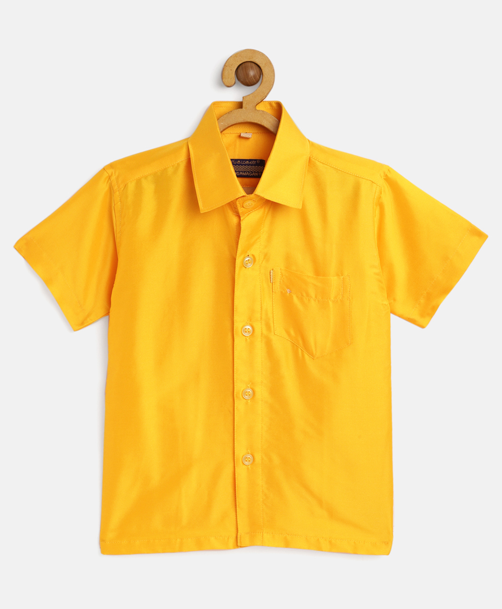 THANGAMAGAN Viscose Half Sleeves Soild Without Lining Shirt - Yellow-image-32