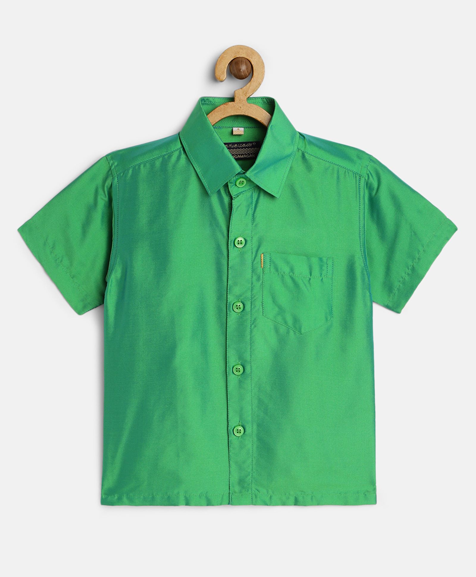 THANGAMAGAN Viscose Half Sleeves Soild Without Lining Shirt - Light Green-image-8